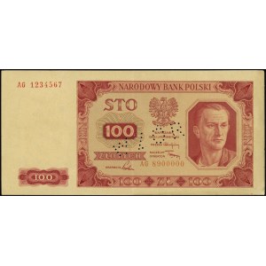 100 złotych 1.07.1948, seria AG, numeracja 1234567 / 89...
