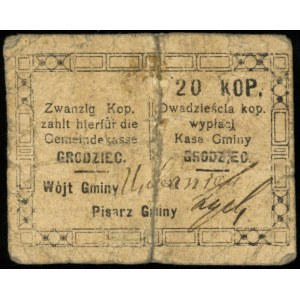 Grodziec, Kasa Gminy, bon na 20 kopiejek (1914-1916), P...