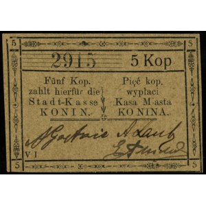 Konin, Kasa miasta, bon na 5 i 10 kopiejek (1914), nume...