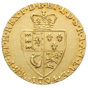 guinea 1794, piąty typ popiersia, złoto 8.34 g, S.3729,...