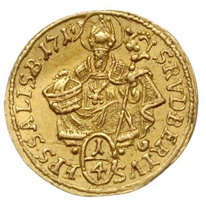 1/4 dukata 1719, Salzburg, złoto 0.87 g, Zöttl 2383, Pr...