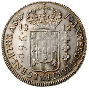 960 reis 1812 / ?, srebro 26.77 g, ślady przebicia na m...