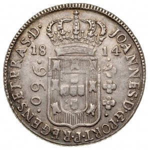 960 reis 1814 / ?, srebro 26.94 g, ślady przebicia na m...