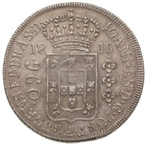 960 reis 1816 / ?, srebro 26.89 g, ślady przebicia na m...