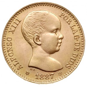 20 peset 1887 (19-62), Madryt, oficjalne nowe bicie, zł...