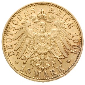10 marek 1901 / A, Berlin, złoto 3.96 g, J. 233, bardzo...
