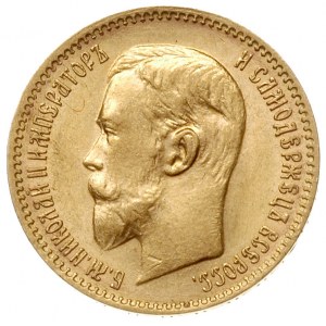 5 rubli 1910 / ЭБ, Petersburg, złoto 4.29 g, Bitkin 36,...