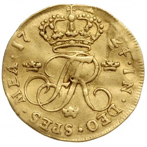 dukat 1724, Sztokholm, złoto 3.43 g, Ahl. 7 (R), Hadang...