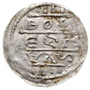 denar, po 1157, Aw: Cesarz na tronie, w koronie, z glob...