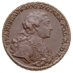 trojak 1765, Kraków, Aw: Popiersie króla w zbroi w praw...