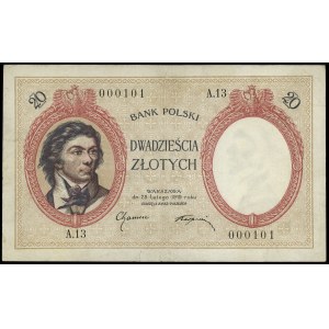 20 złotych 28.02.1919, seria A.13, numeracja 000101, Lu...