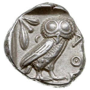 tetradrachma ok. 430 pne, Aw: Głowa Ateny w hełmie atty...