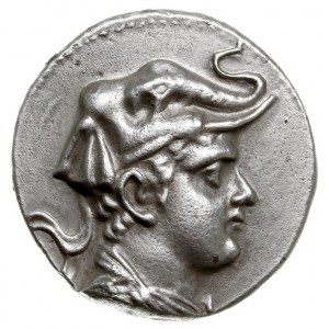 tetradrachma, Aw: Popiersie króla z nakryciem z głowy s...