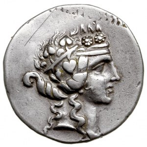 tetradrachma 146-50 pne, Aw: Głowa Dionizosa w prawo, R...