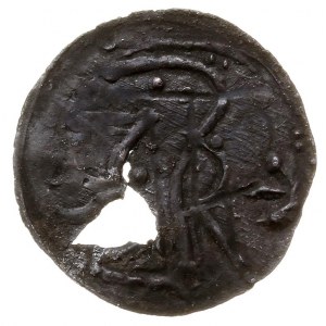 denar koniec XII w., Aw: Jeździec w prawo, Rw: Monogram...