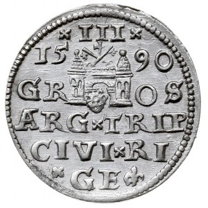trojak 1590, Ryga, Iger R.90.1.d, Gerbaszewski 22, pięk...