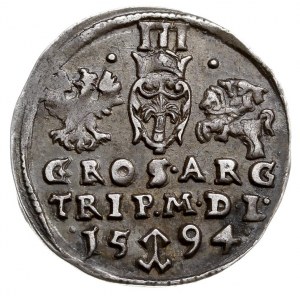 trojak 1594, Wilno, Iger V.94.1.a ale na awersie PO MD,...