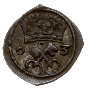 denar 1603, Poznań, na rewersie Orzeł w lewo, T. 3, pat...