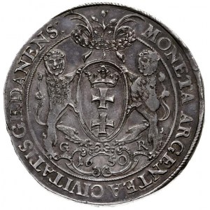 dwutalar 1650, Gdańsk, Aw: Półpostać króla i napis woko...