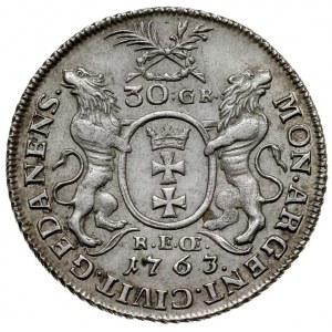 złotówka (30 groszy) 1763, Gdańsk, Kahnt 720, bardzo ła...