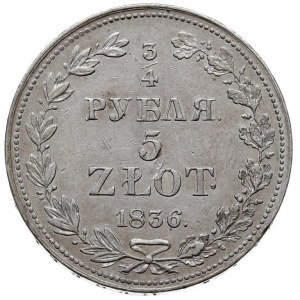 3/4 rubla = 5 złotych 1836, Warszawa, Plage 352, Bitkin...
