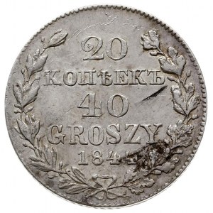 20 kopiejek = 40 groszy 1844, Warszawa, Plage 391, Bitk...