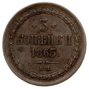 3 kopiejki 1863, Warszawa, Plage 478, Bitkin 462