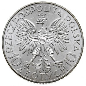 10 złotych 1933, Warszawa, \Głowa kobiety, Parchimowicz...