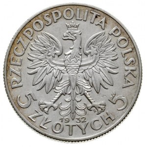 5 złotych 1932, Warszawa, \Głowa kobiety, Parchimowicz ...