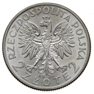 2 złote 1934, Warszawa, \Głowa kobiety, Parchimowicz 11...