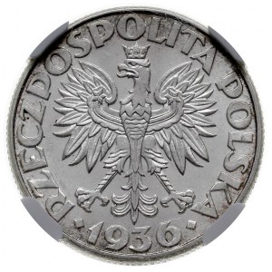 2 złote 1936, Warszawa, \Żaglowiec, moneta w pudełku NG...