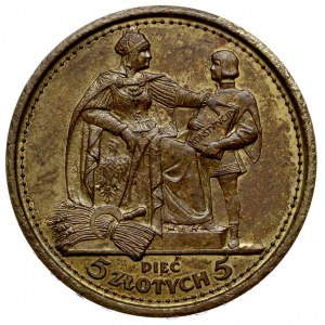 5 złote 1925, Warszawa, Konstytucja -odmiana 100 perełe...