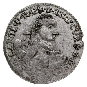 grosz 1762, Mitawa, litery CHS pod tarczami herbowymi, ...