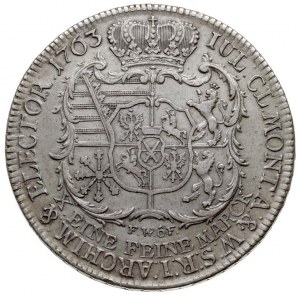 talar 1763, Drezno, Aw: Popiersie z literą ST na ramien...