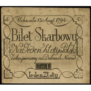 1 złoty polski 13.08.1794, seria C, bez numeracji, na s...
