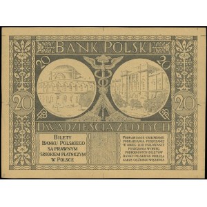 makieta (czarnodruk) strony odwrotnej banknotu 20 złoty...