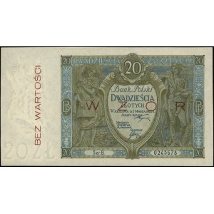 20 złotych 1.03.1926, seria B, numeracja 0245678, po ob...