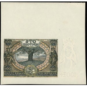 100 złotych 1932 lub 1934 - nieukończony druk bez oznac...