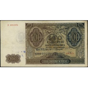 100 złotych 1.08.1941, seria A, numeracja 4341634, ze s...