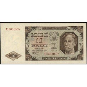 10 złotych 1.07.1948, seria C, numeracja 4638537, Miłcz...