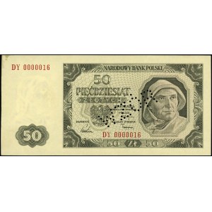 50 złotych 1.07.1948, seria DY, numeracja 0000016, perf...