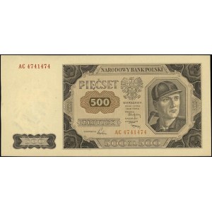 500 złotych 1.07.1948, seria AC, numeracja 7471474 (num...