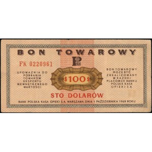 100 dolarów 1.10.1969, seria FK, numeracja 0220961, Mił...
