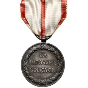 medal za Ratowanie Ginących, srebro, wstążka, na obrzeż...