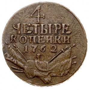 4 kopiejki 1762, Moskwa, przebitka na monecie 2 kopiejk...