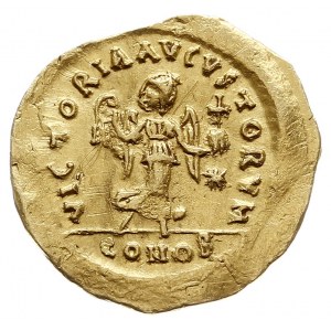 Justynian I 527-565, tremissis, Konstantynopol, Aw: Pop...