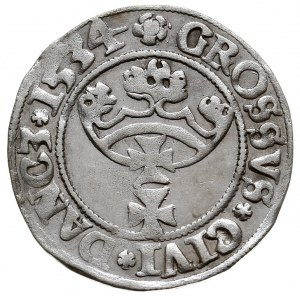 grosz 1534, Gdańsk, na awersie końcówka napisu PR