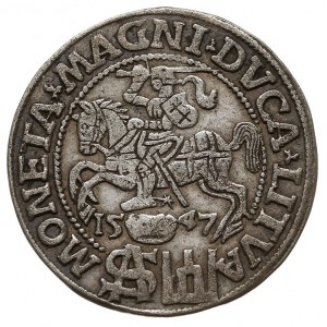 grosz na stopę polską 1547, Wilno, większa głowa króla,...