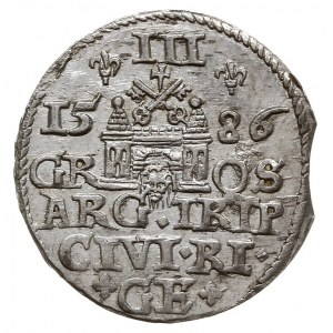 trojak 1586, Ryga, mała głowa króla,, Iger R.86.2.a (R)...