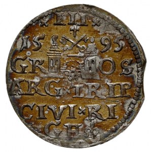 trojak 1595, Ryga, Iger R.95.1.b, Gerbaszewski 13, złoc...
